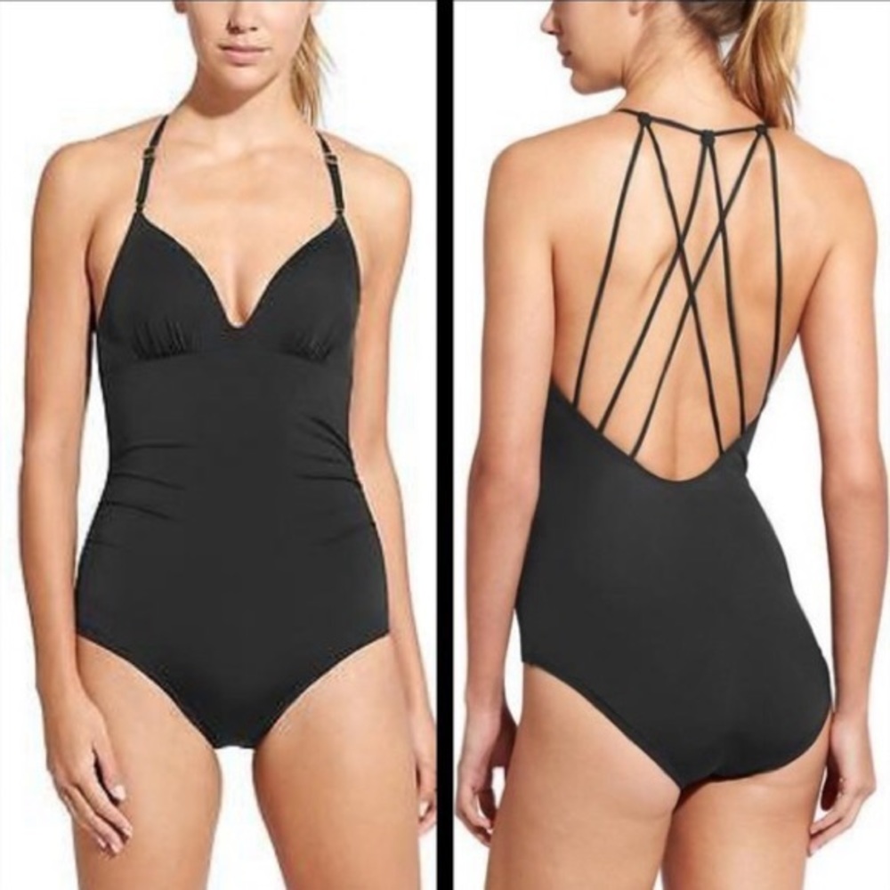 Athleta Aqualuxe Modelblk Back One Piece Swimsuit